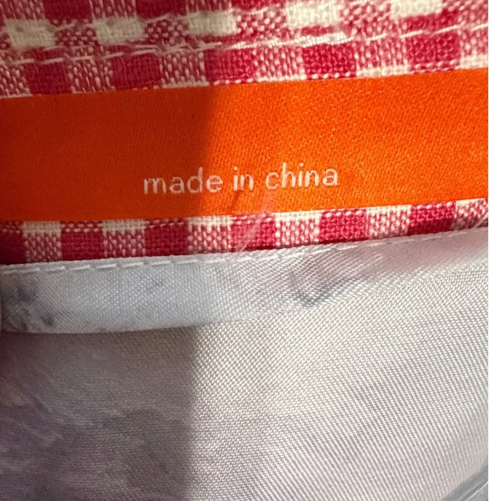 Tallia Gingham Linen Sport Coat Blazer Mens 38S Red White Check Summer Jacket